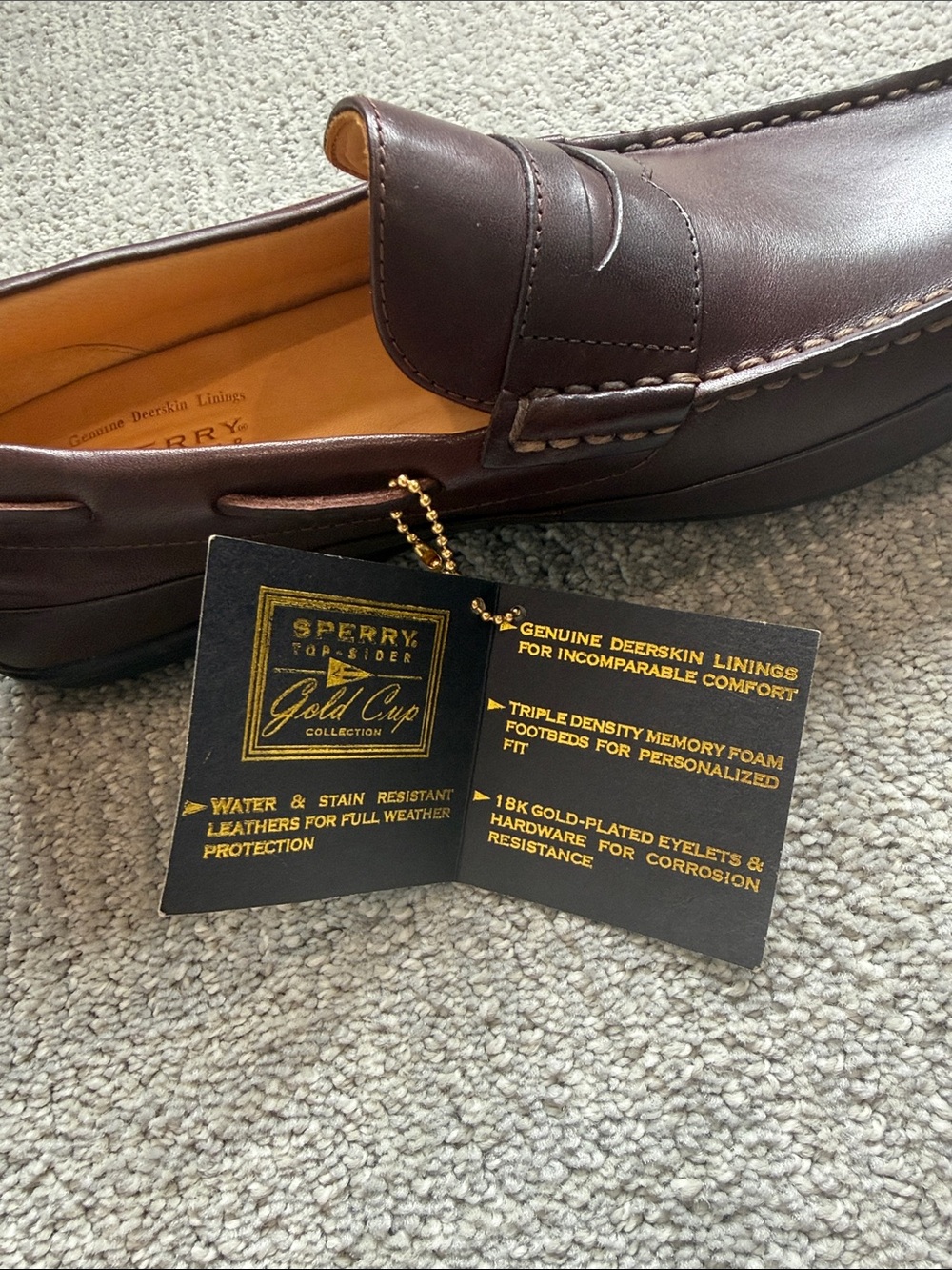 Sperry Men's Penny Loafers - Burgundy Brown Leather - Picture 4 of 7